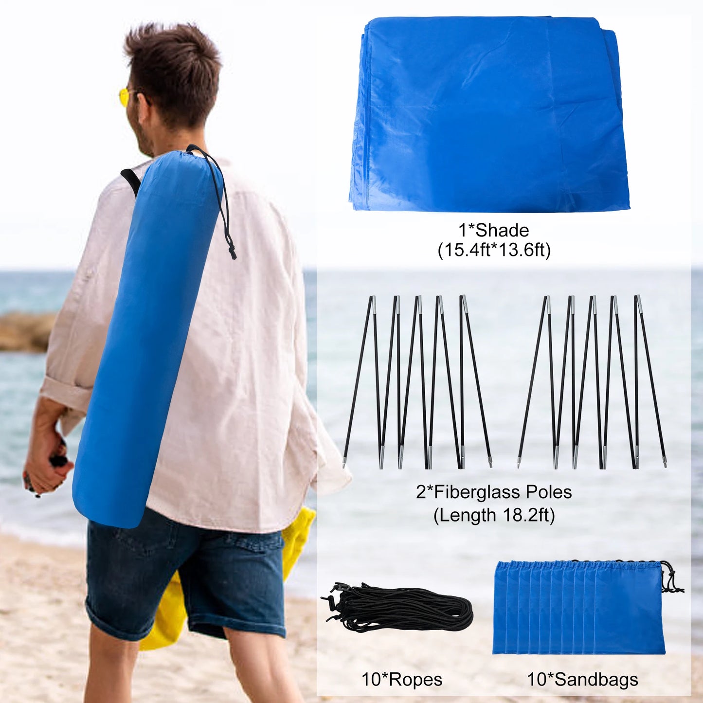Portable Beach Wind-Powered Shade 200 Sq. Ft.