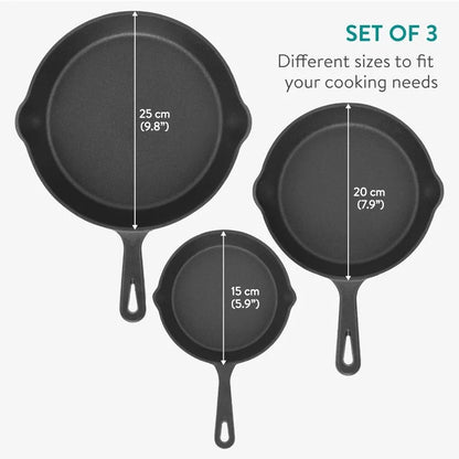 3pcs Cast Iron Skillet Set