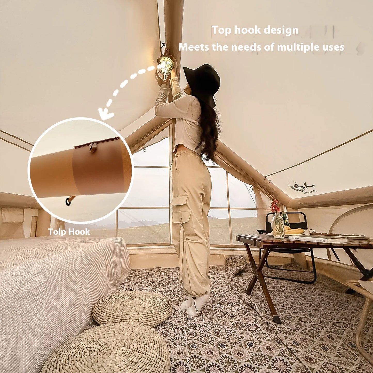 Luxury Camping Tents, Inflatable Tents With Stove Plug, 4/6/8 Person
