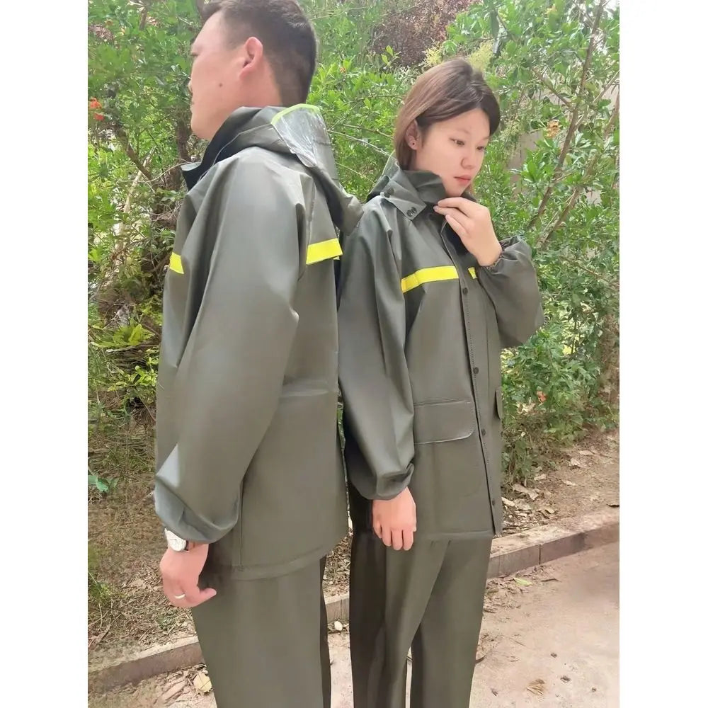 Thickened Hooded Rain Jacket And Pants