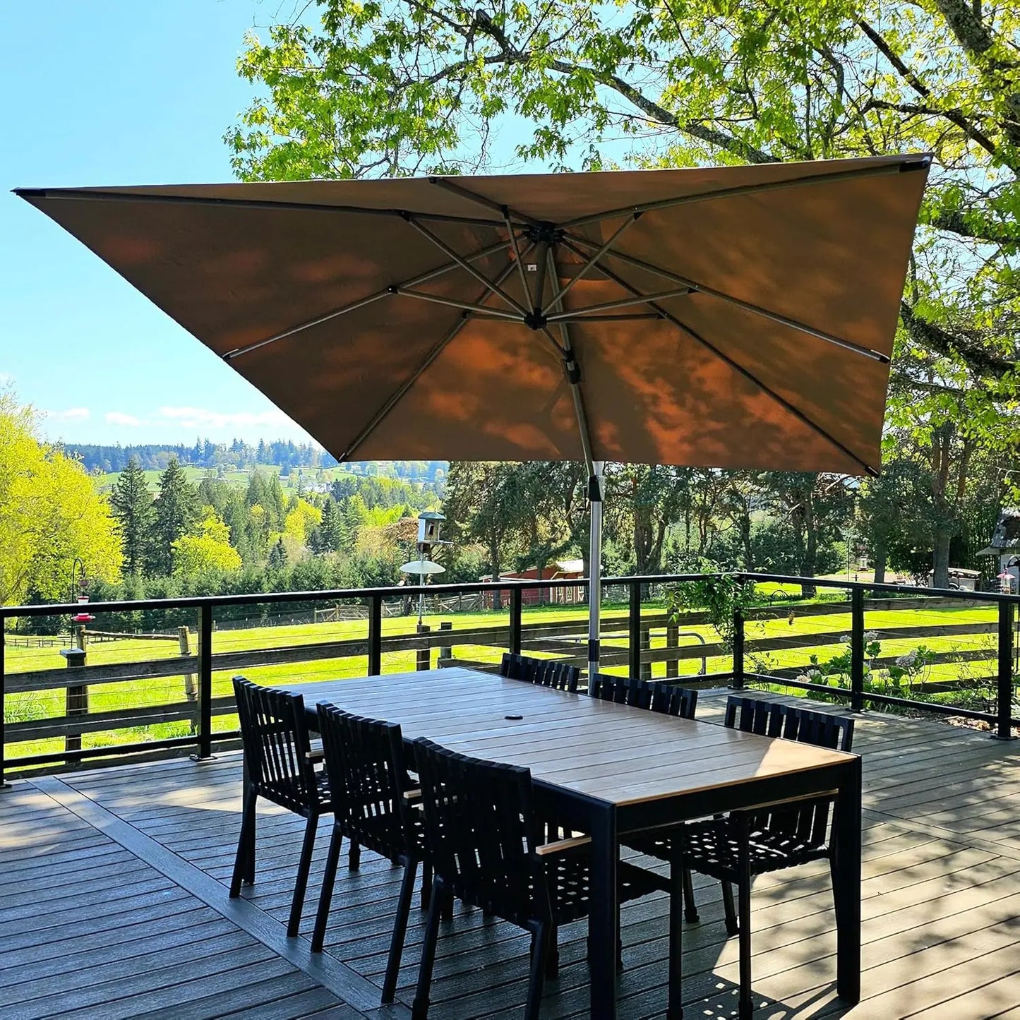 10x10 Offset Patio Umbrella Aluminum Cantilever 360° Rotation UV Protection Pool Deck Garden Customized