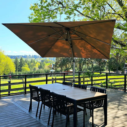 10x10 Offset Patio Umbrella Aluminum Cantilever 360° Rotation UV Protection Pool Deck Garden Customized