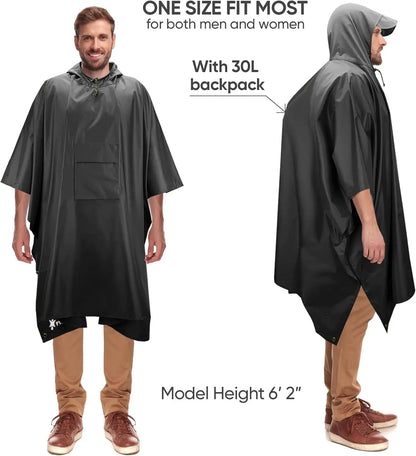 Waterproof Hooded Rain Poncho for Adults