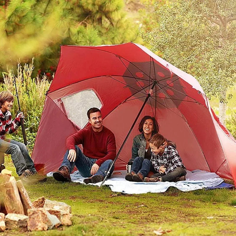 Outdoor Portable Sunshade Umbrella Beach Tent with Window Fishing Beach Umbrella Windproof Foldable Travel Umbrellas Sunscreen
