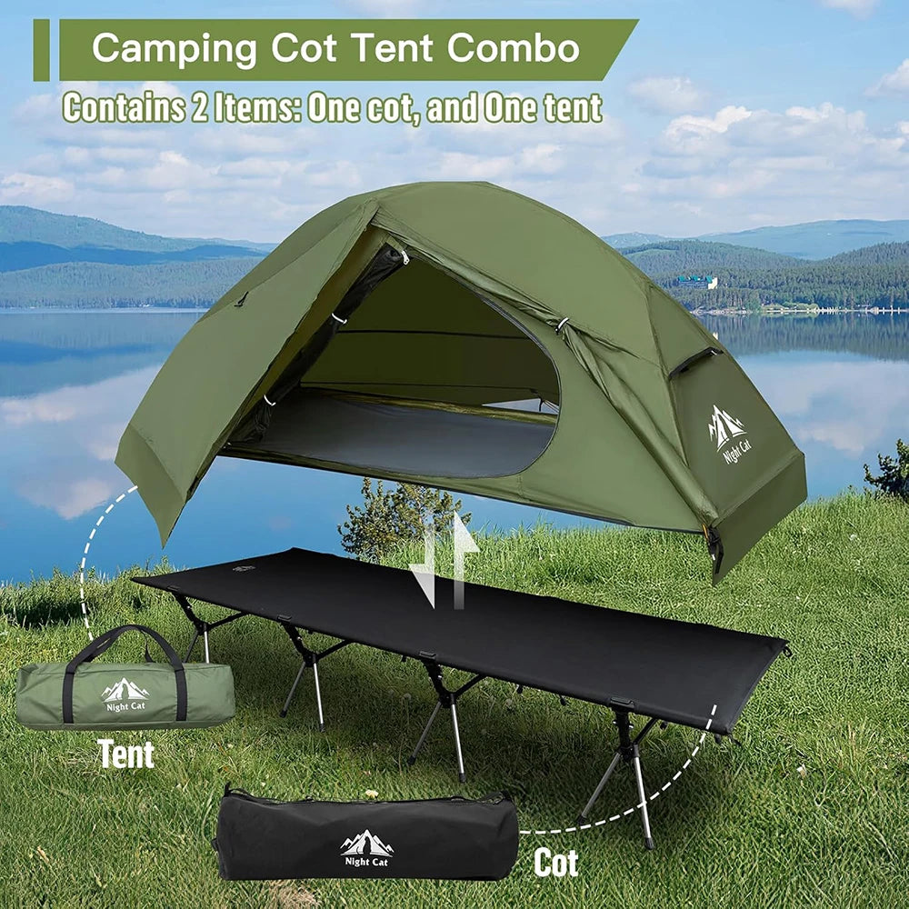 Elevated Camping Cot Tent with 16 Legs