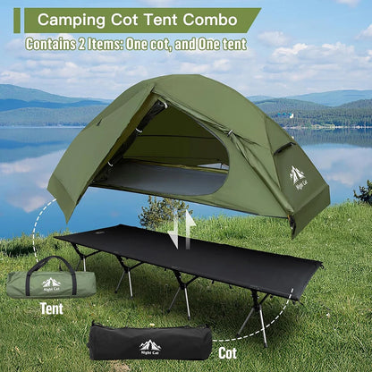 Elevated Camping Cot Tent with 16 Legs
