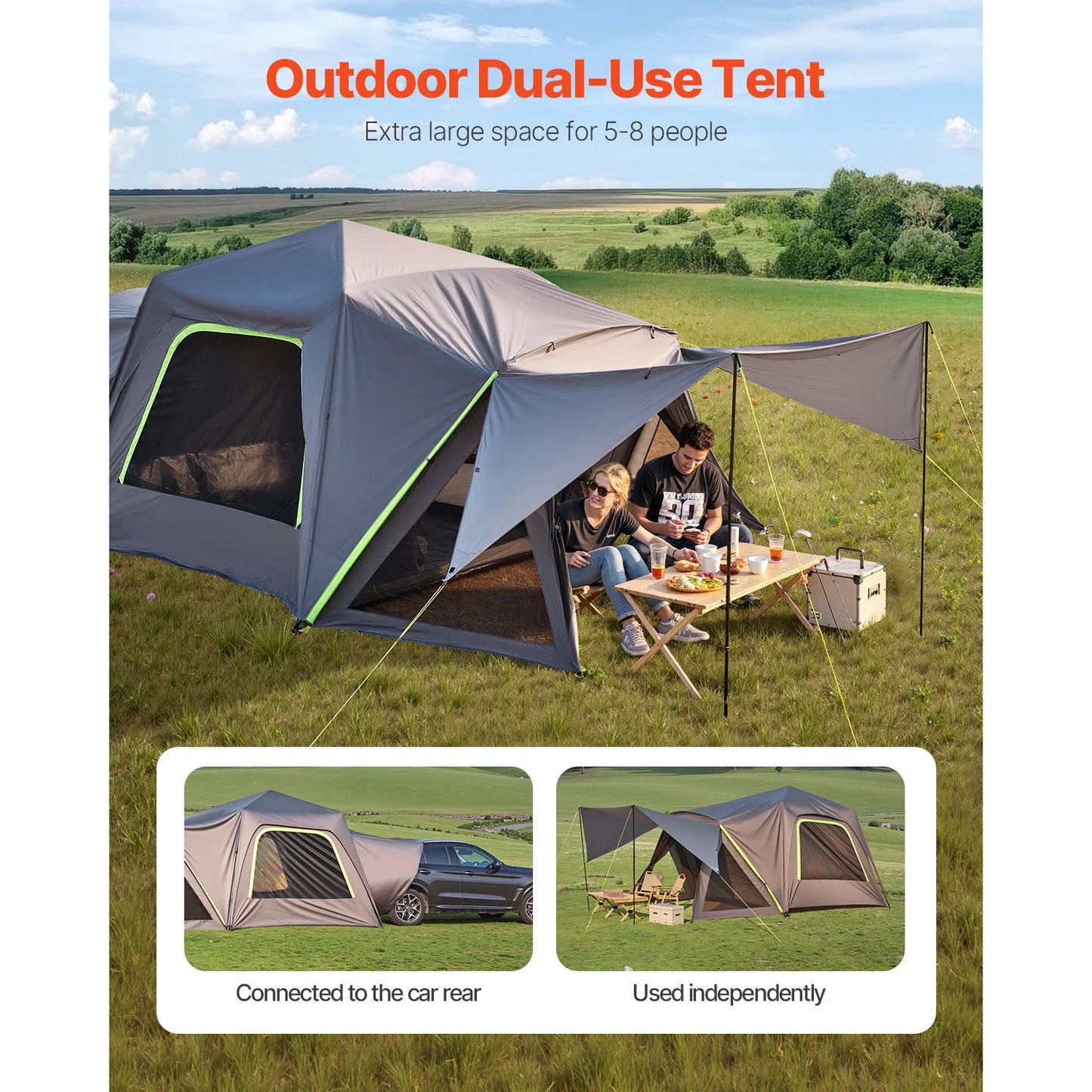 SUV Tent with Shade Awning and Mesh Windows