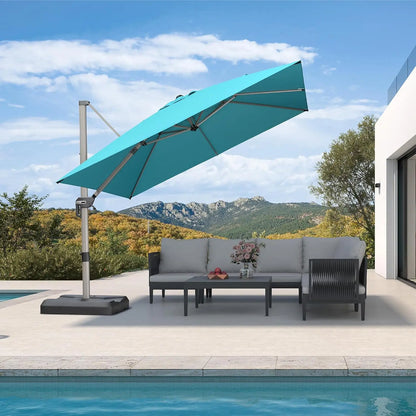 10x10 Offset Patio Umbrella Aluminum Cantilever 360° Rotation UV Protection Pool Deck Garden Customized
