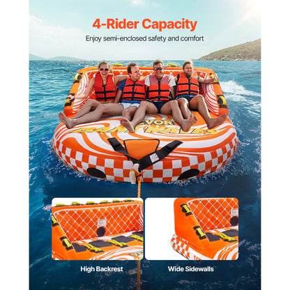 Towable Tube for Boating 1-4 Riders