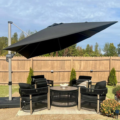 10x10 Offset Patio Umbrella Aluminum Cantilever 360° Rotation UV Protection Pool Deck Garden Customized