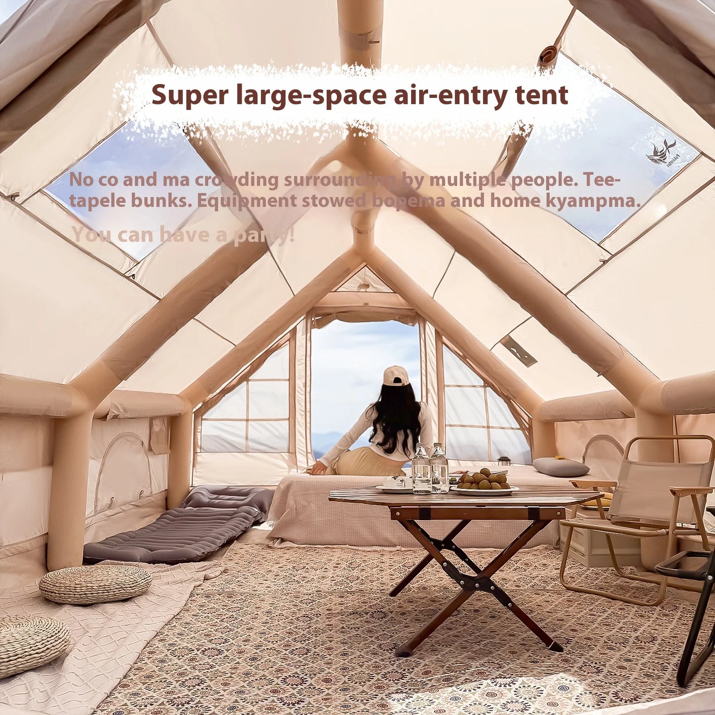Luxury Camping Tents, Inflatable Tents With Stove Plug, 4/6/8 Person