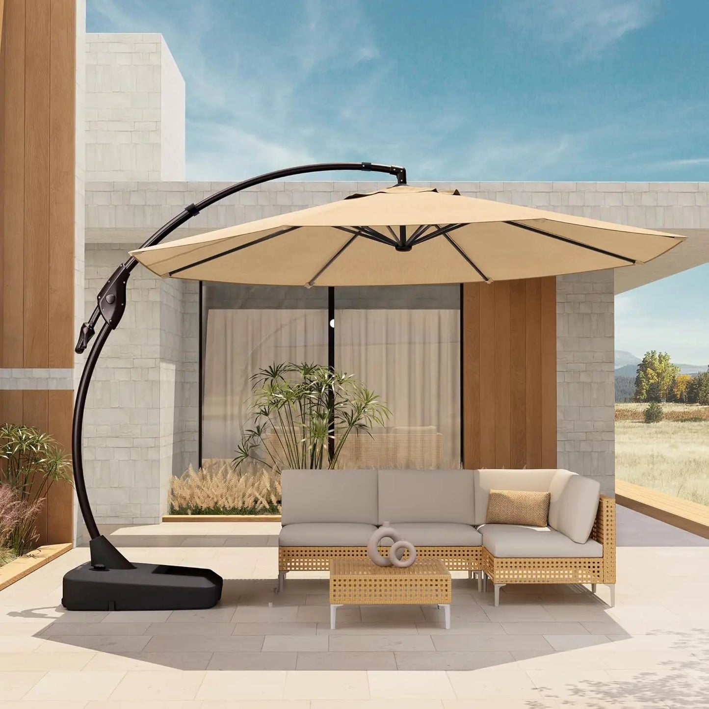 12 FT Sunbrella Cantilever Umbrella with Base