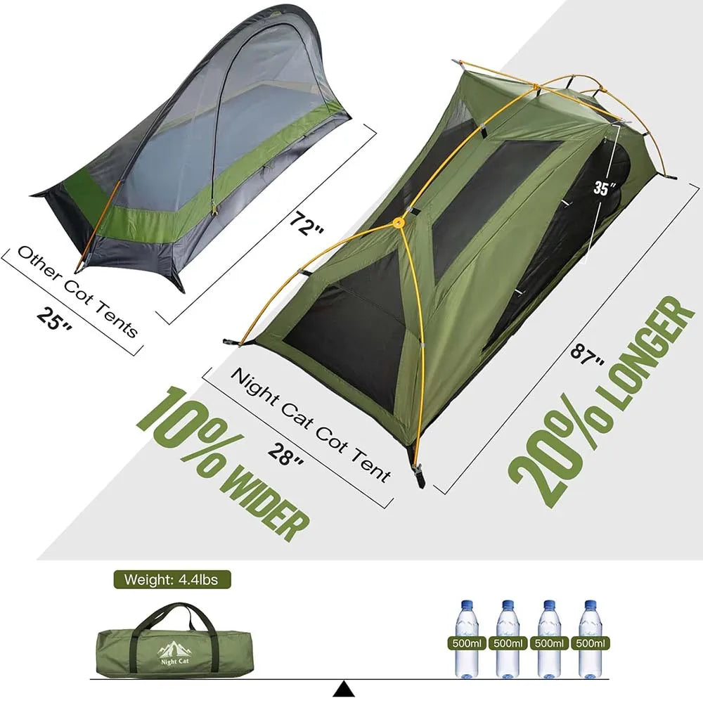 Elevated Camping Cot Tent with 16 Legs