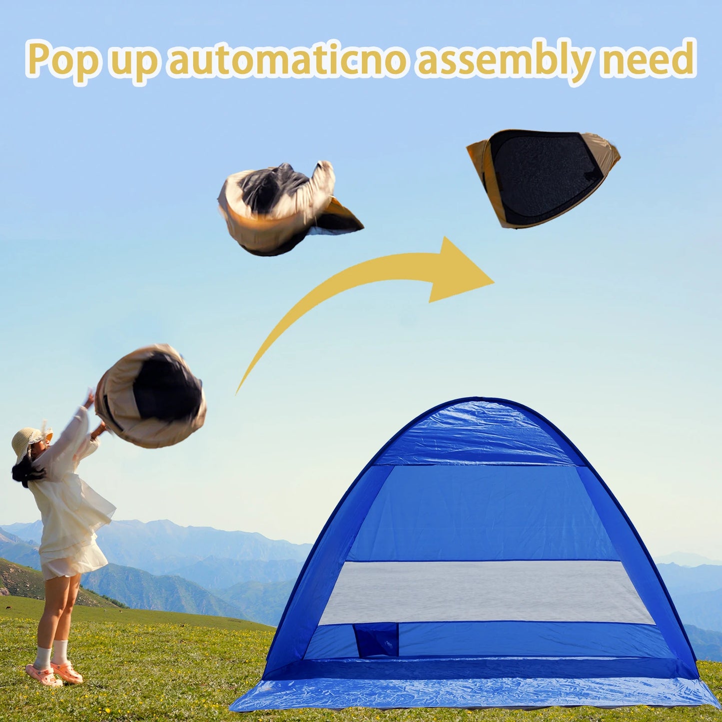 Pop-up beach tent with handbag