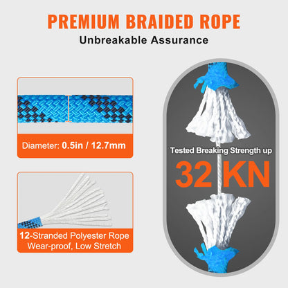 12.7mm Static Climbing Rope 125/150/200ft