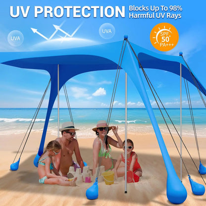 Beach Tent Sun Shelter, 11x10FT  Canopy with Sandbags