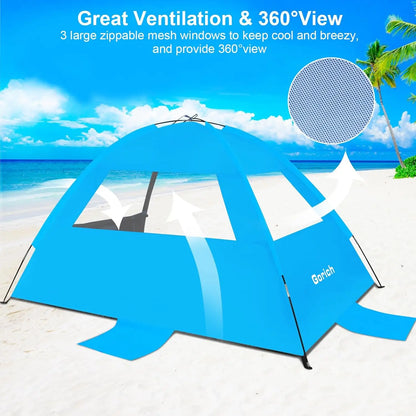 Beach Tent Sun Shelter for 3 4 6 8 10 Person with UPF 50 UV Protection Lightweight Easy Setup Beach Shade Canopy Portable