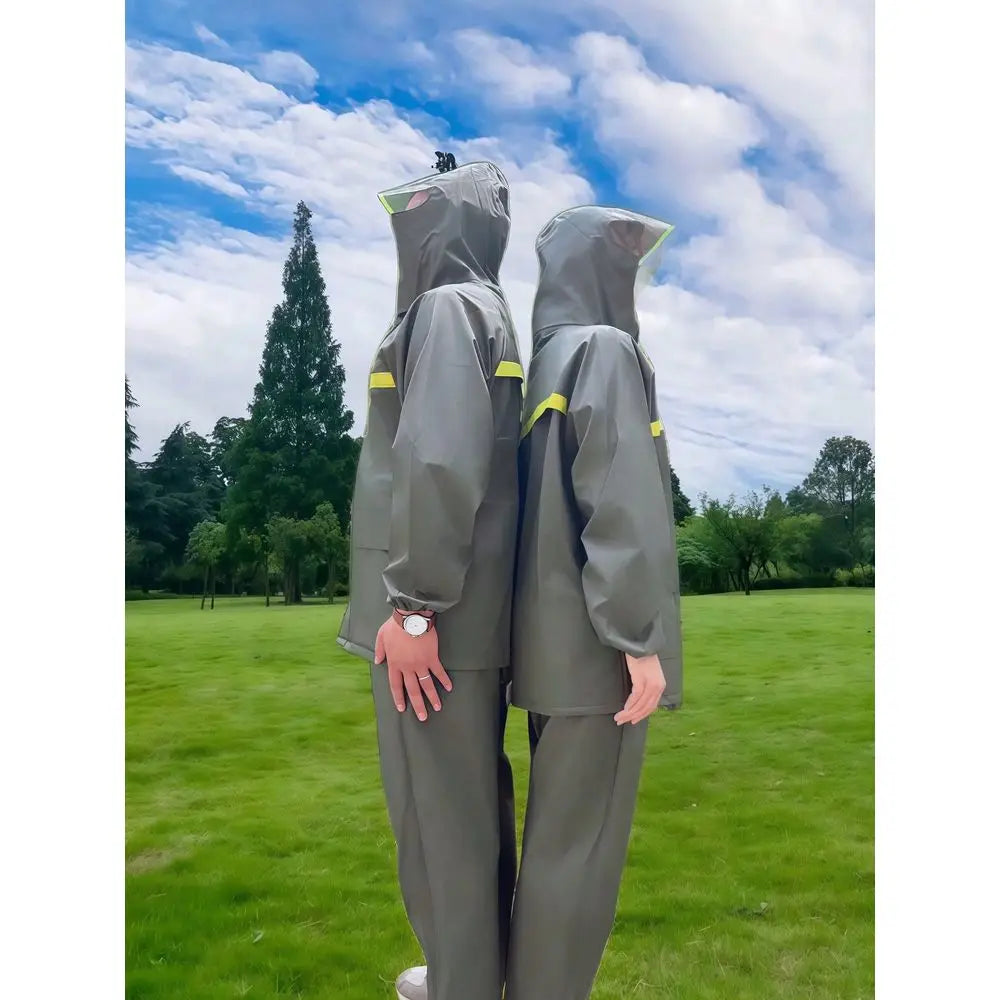 Thickened Hooded Rain Jacket And Pants