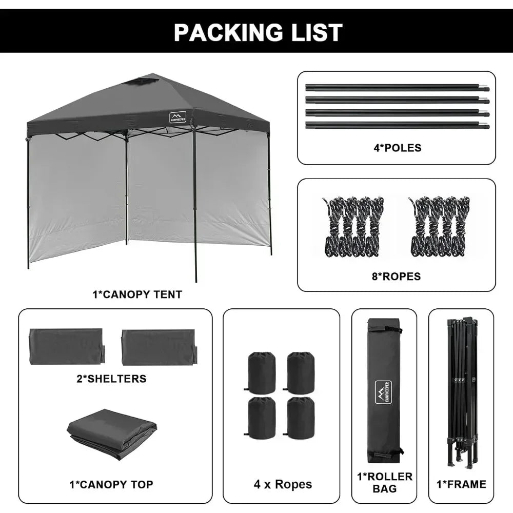 10x10 Easy Pop Up Canopy Tent with 2 Sidewalls