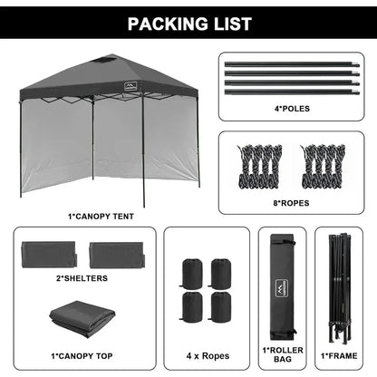 10x10 Easy Pop Up Canopy Tent with 2 Sidewalls