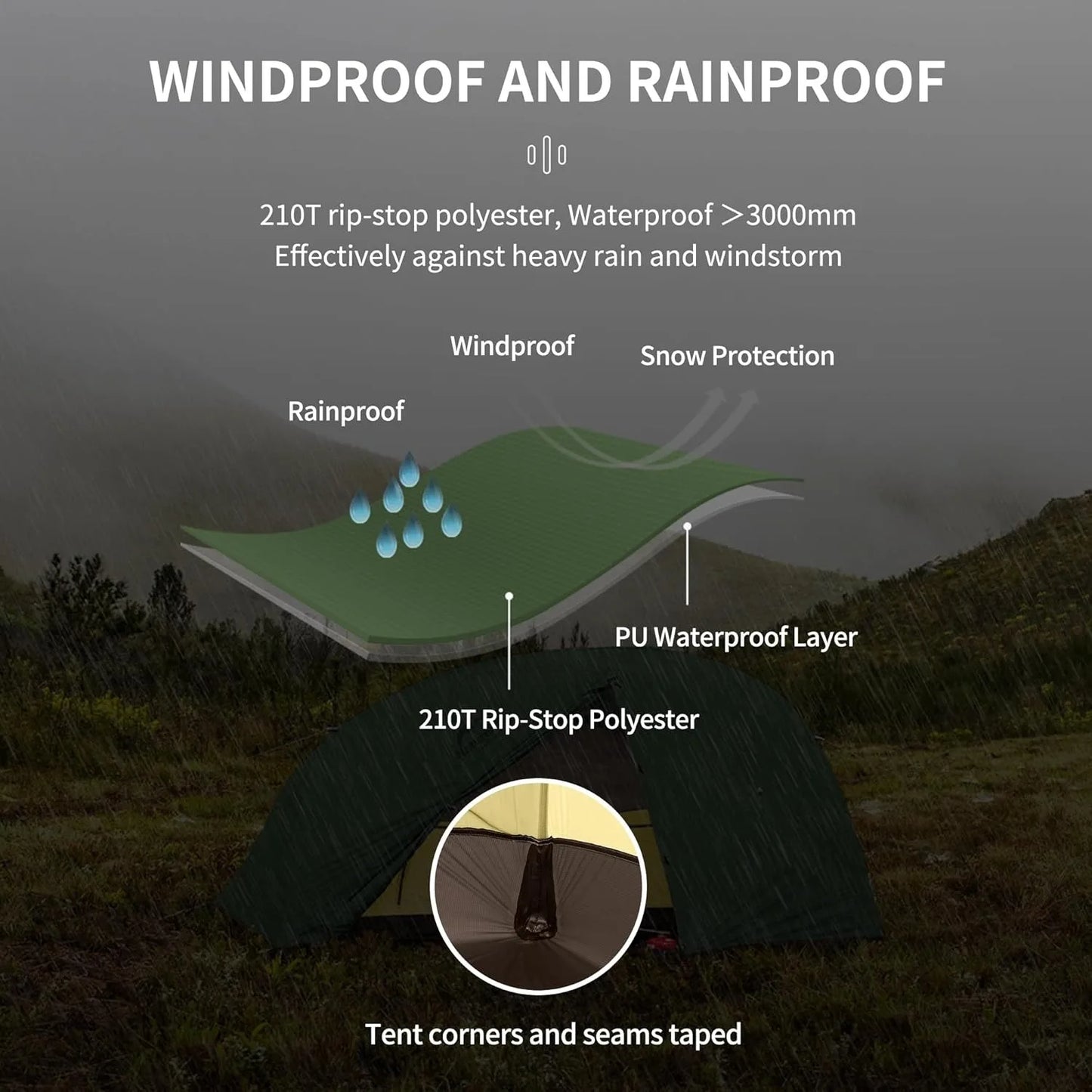 Ultralight Waterproof Tent 2 People 4 Seasons