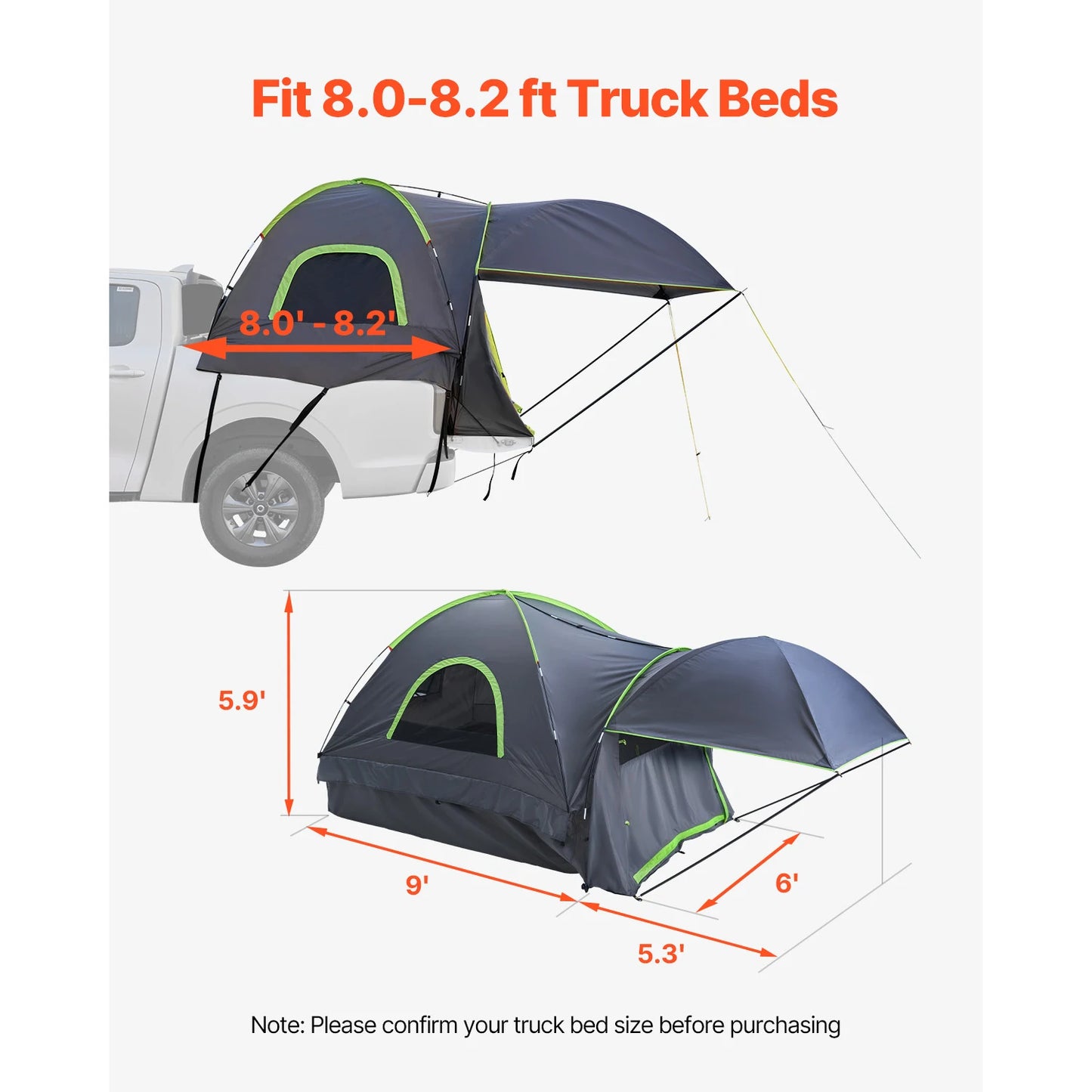Pickup Truck tent with Expandable Awning