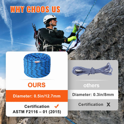 12.7mm Static Climbing Rope 125/150/200ft