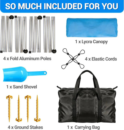 Beach Tent Sun Shelter, 11x10FT  Canopy with Sandbags