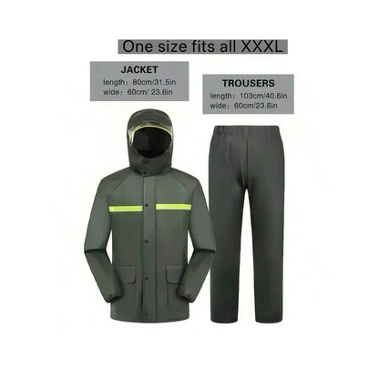 Thickened Hooded Rain Jacket And Pants