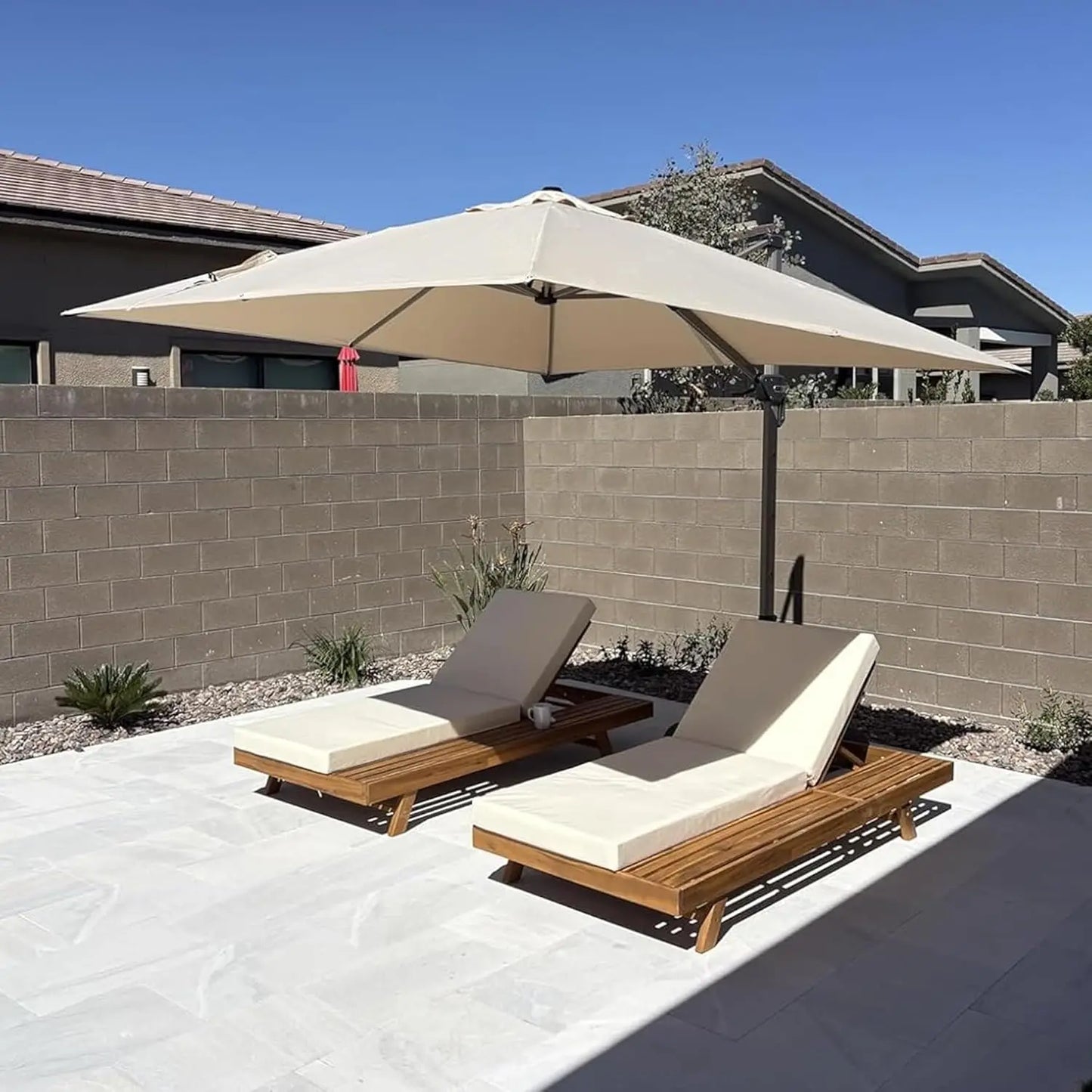 10x10 Offset Patio Umbrella Aluminum Cantilever 360° Rotation UV Protection Pool Deck Garden Customized