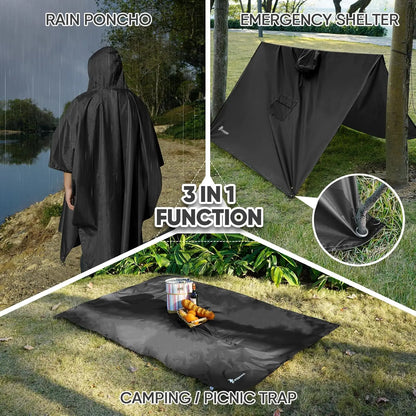 Waterproof Hooded Rain Poncho for Adults