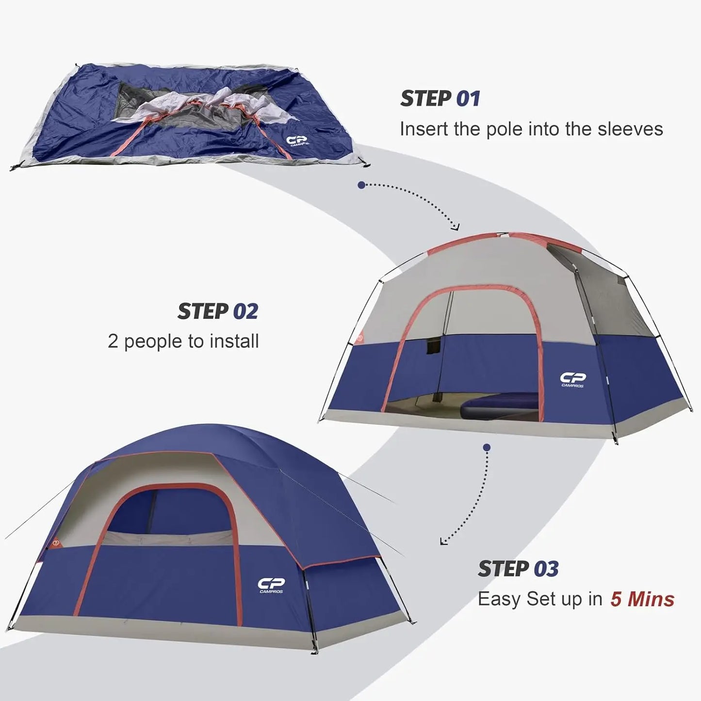 6-Person Waterproof Camping Tent with Easy Setup,