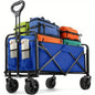 Heavy Duty Wagon Carts Foldable, Portable Wagons for Groceries, Beach Cart with All-Terrain Wheels  Drink Holders, Utility Wagon