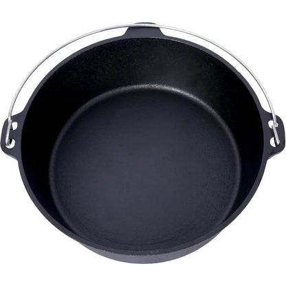 12 Quart Iron Dutch Oven Pot with Lid, Pre-Seasoned Cast Camping Pot with Legs&Carrying Handle,Deep Pot for Camping,Fireplace,Co