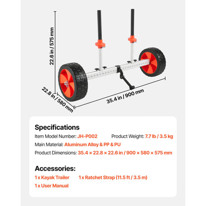Kayak Cart 230 lbs Load Capacity