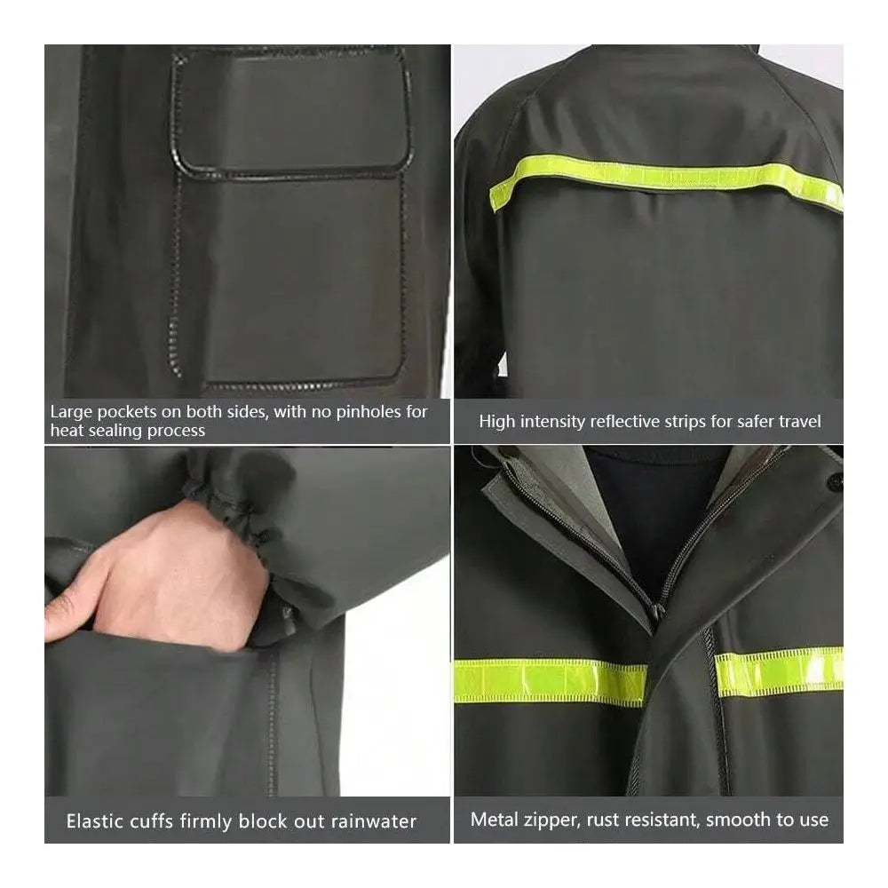 Thickened Hooded Rain Jacket And Pants