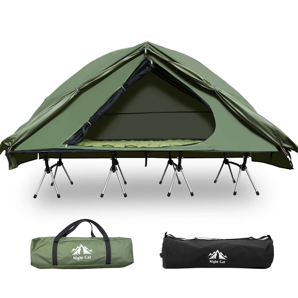 Elevated Camping Cot Tent with 16 Legs