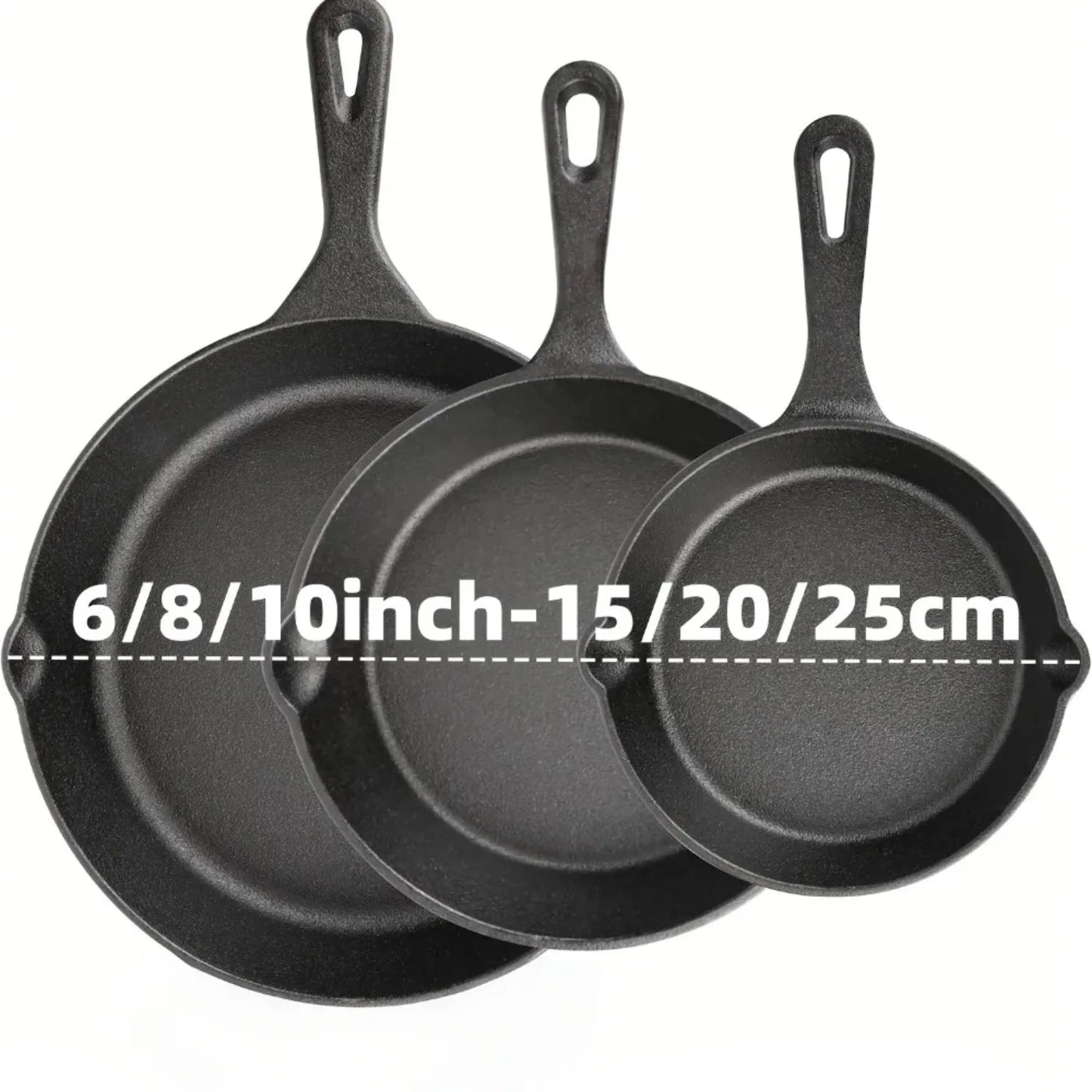3PCS Pre-Seasoned Cast Iron Skillet Set