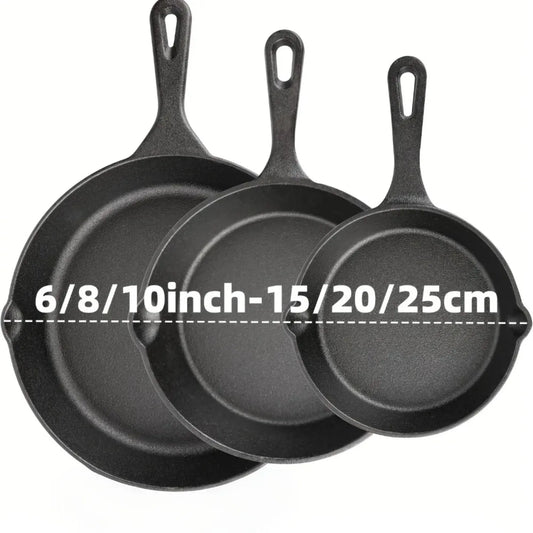 3PCS Pre-Seasoned Cast Iron Skillet Set