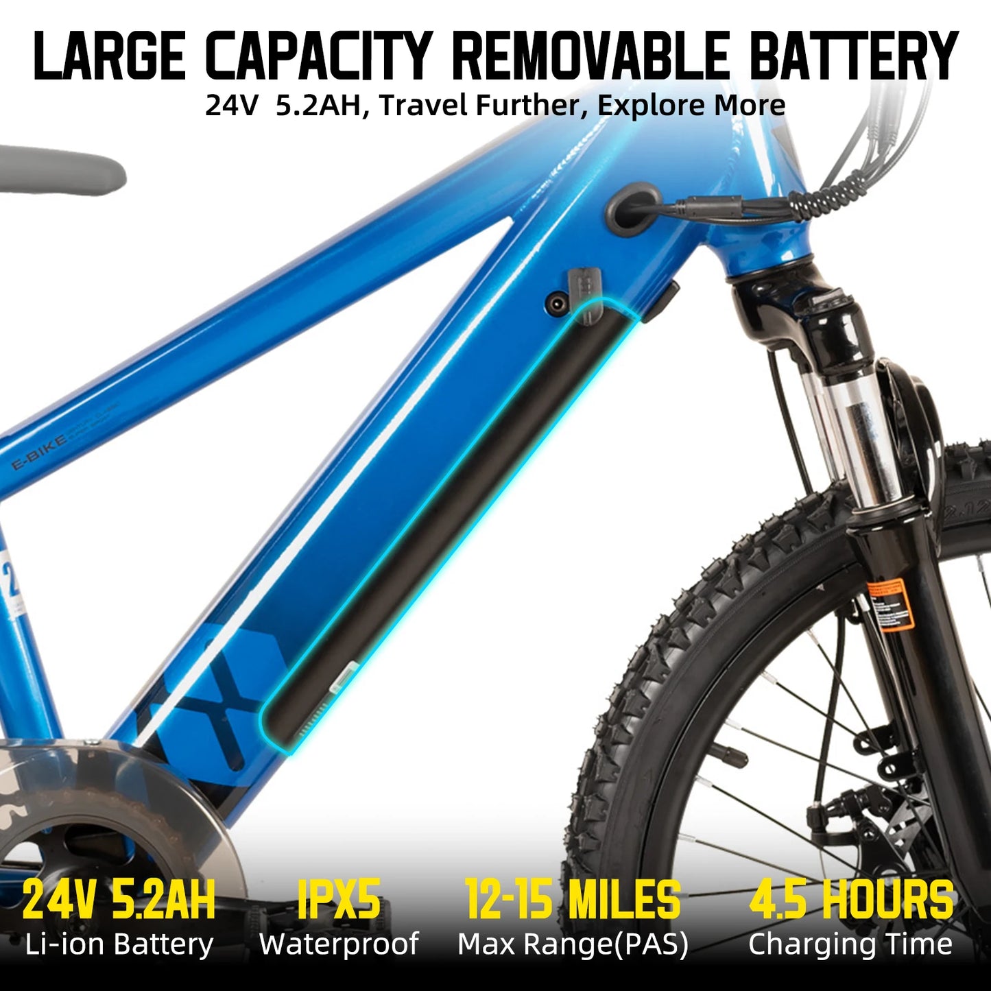 Electric Mountain Bike for Kids Teens Ages 7+