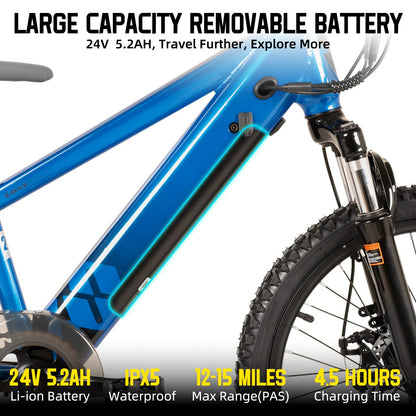 Electric Mountain Bike for Kids Teens Ages 7+