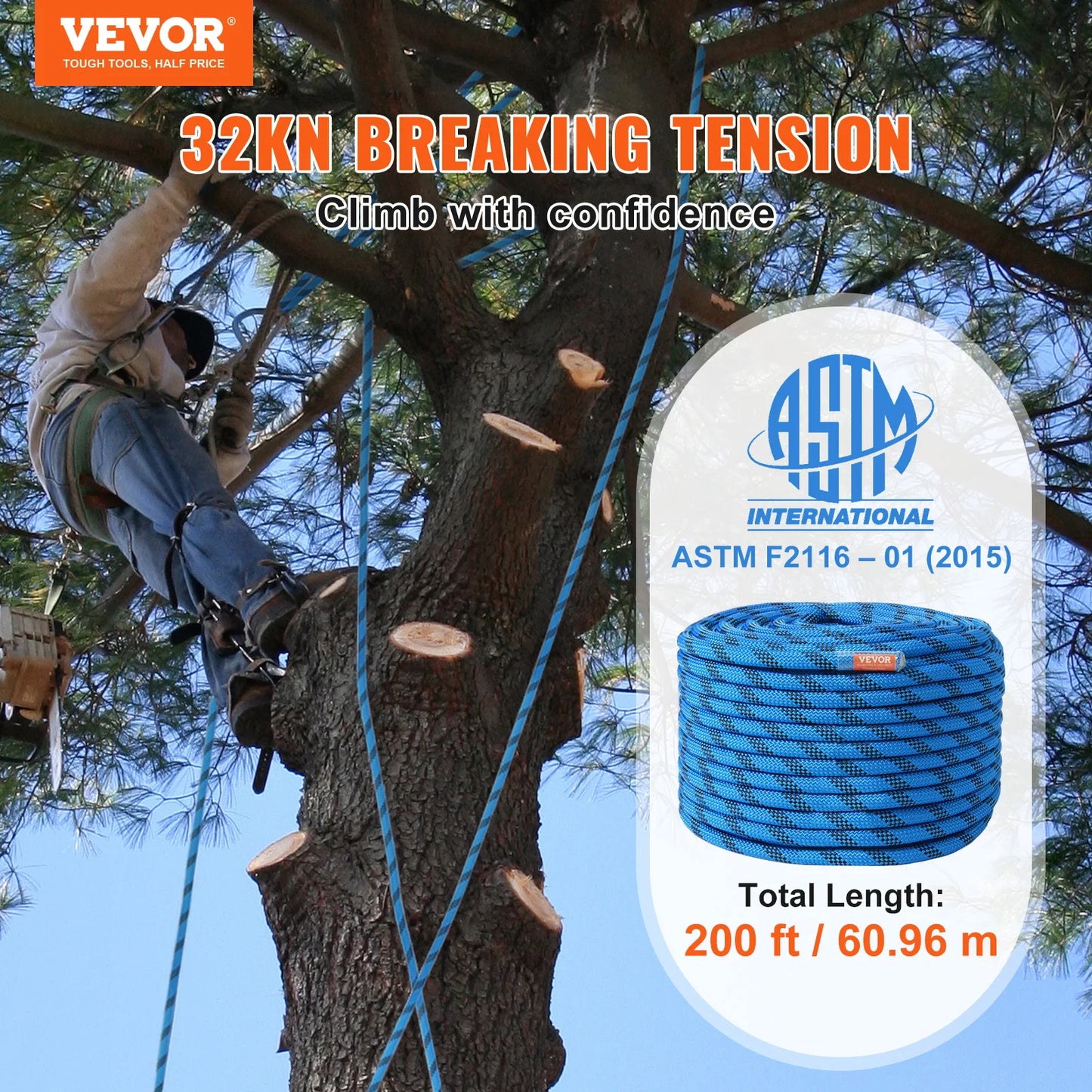 12.7mm Static Climbing Rope 125/150/200ft