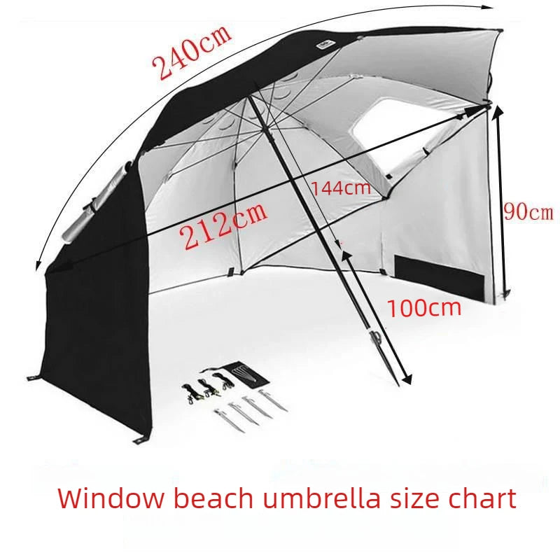 Outdoor Portable Sunshade Umbrella Beach Tent with Window Fishing Beach Umbrella Windproof Foldable Travel Umbrellas Sunscreen