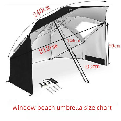 Outdoor Portable Sunshade Umbrella Beach Tent with Window Fishing Beach Umbrella Windproof Foldable Travel Umbrellas Sunscreen