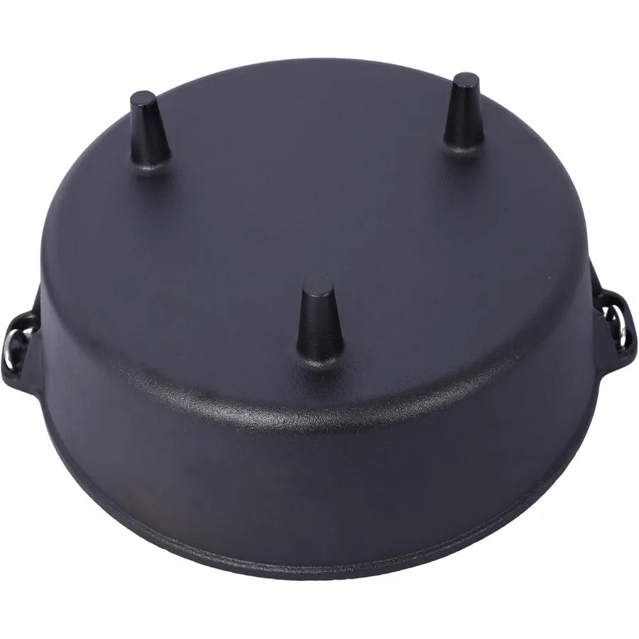 12 Quart Iron Dutch Oven Pot with Lid, Pre-Seasoned Cast Camping Pot with Legs&Carrying Handle,Deep Pot for Camping,Fireplace,Co