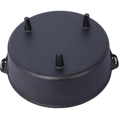 12 Quart Iron Dutch Oven Pot with Lid, Pre-Seasoned Cast Camping Pot with Legs&Carrying Handle,Deep Pot for Camping,Fireplace,Co