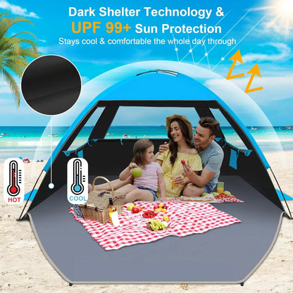 Beach Tent Sun Shelter for 3 4 6 8 10 Person with UPF 50 UV Protection Lightweight Easy Setup Beach Shade Canopy Portable