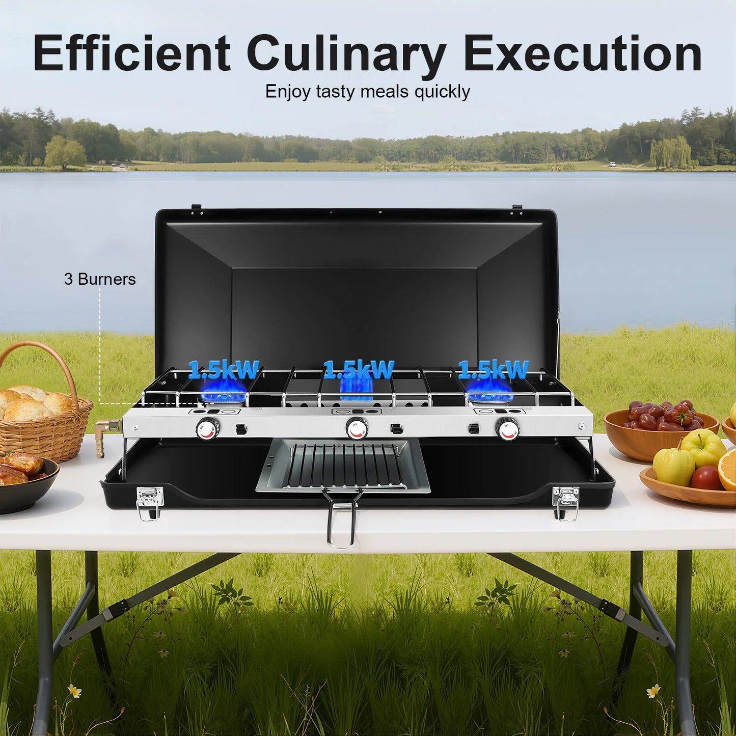 Portable Camping Stove 3-Burner