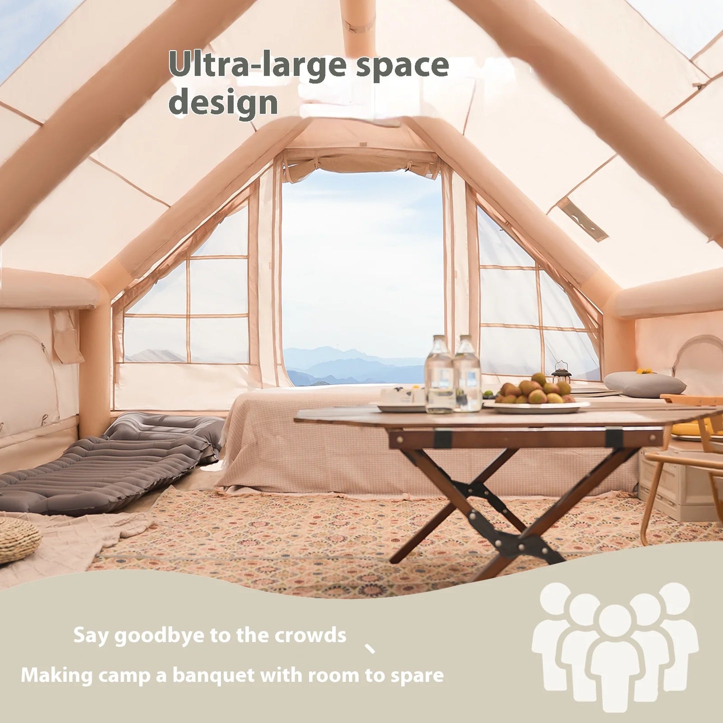 Luxury Camping Tents, Inflatable Tents With Stove Plug, 4/6/8 Person