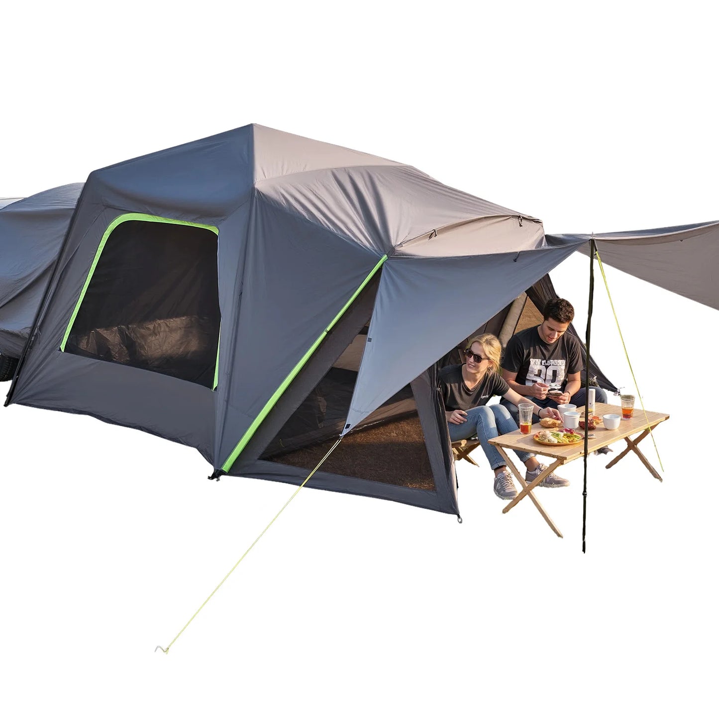 SUV Tent with Shade Awning and Mesh Windows